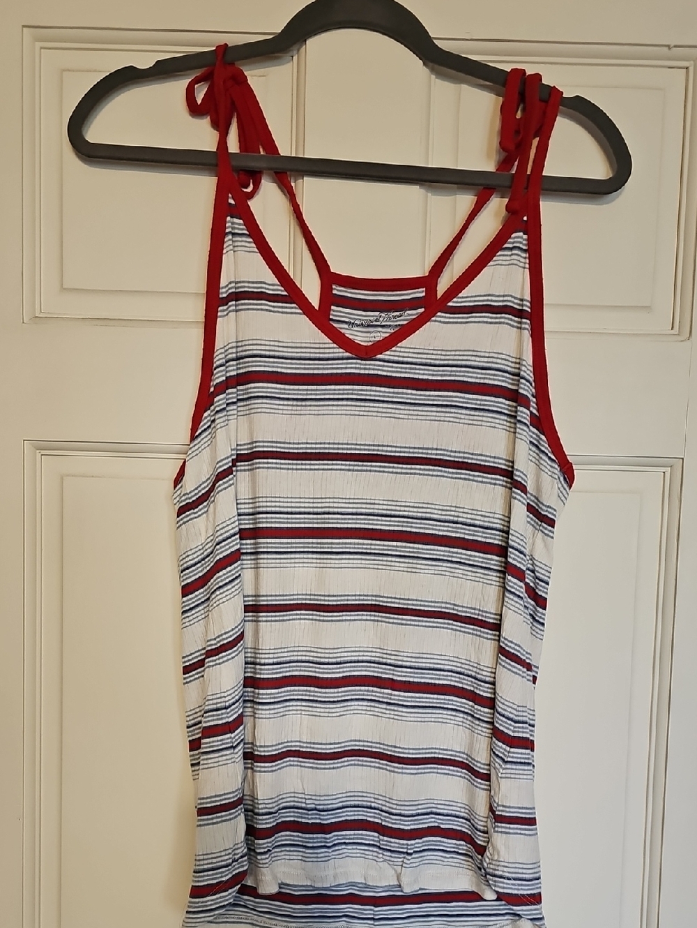 Universal Thread White Tank with Navy and Red Stripes